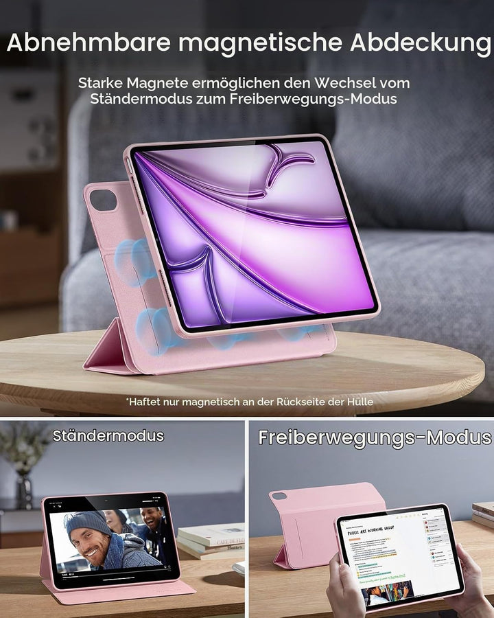 ESR für iPad Air 13 Zoll M2 Hülle, iPad Air 2024 Hülle mit Stifthalter, abnehmbare magnetische Abdec
