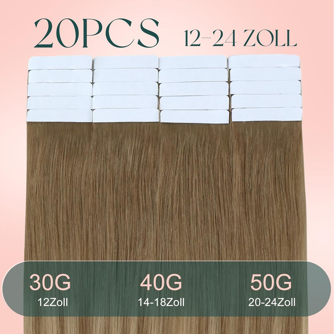 Easyouth Tape in Extensions Echthaar Tape in Extensions Goldbraun Mix Dunkelgolden Blond Tape in Ext