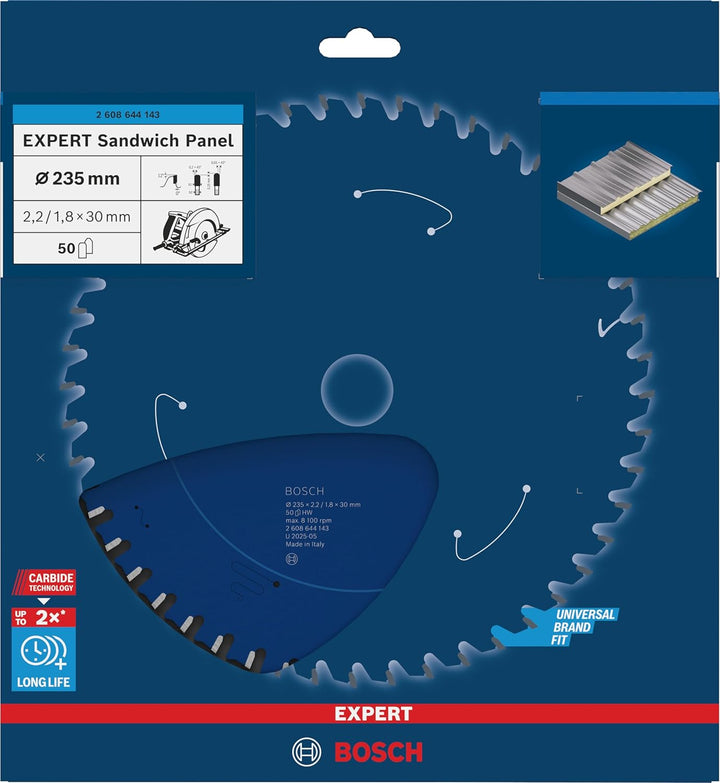 Bosch Professional Kreissägeblatt Expert for Sandwich Panel (235 x 30 x 2,2 mm, 50 Zähne, Zubehör Kr