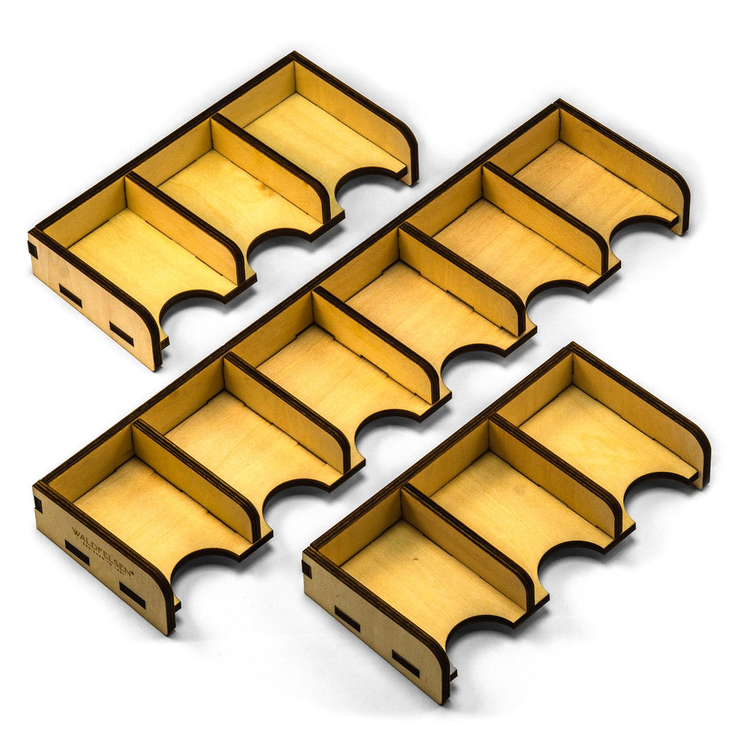 1 Spielkartenhalter aus Holz mit 6 Fächern und 2 Kartenhalter mit 3 Fächern für Karten in Grösse 44