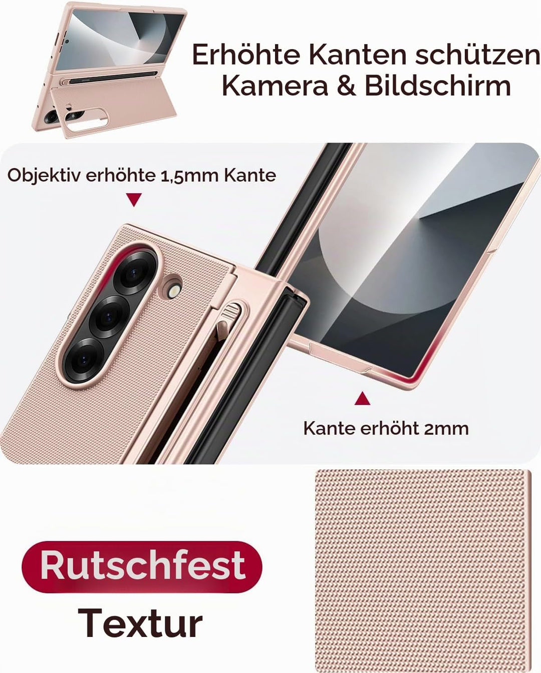 Miimall Kompatibel mit Samsung Galaxy Z Fold 6 Hülle mit S-Pen &amp; Stifthalter, [HD Displayschutz] Ult