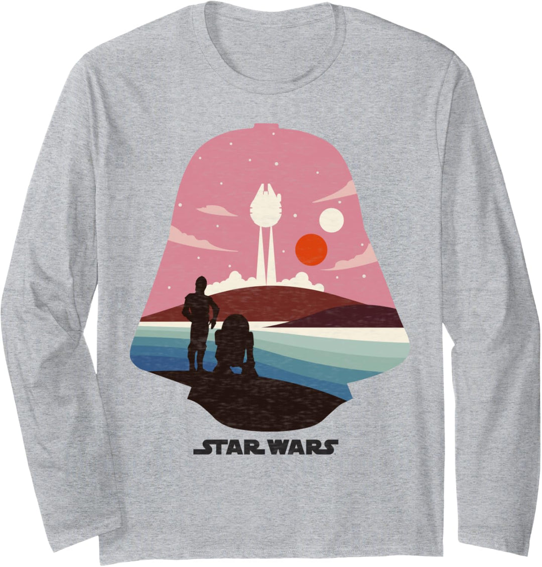 Star Wars Droid Vader Head Silhouette Langarmshirt