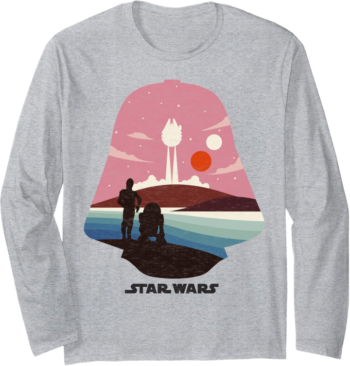 Star Wars Droid Vader Head Silhouette Langarmshirt
