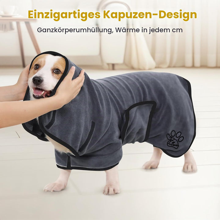 PETTOM Hundebademantel, Bademantel Hund mit Hohem Kragen, Hundebademantel für Grosse Hunde, Hunde Ba