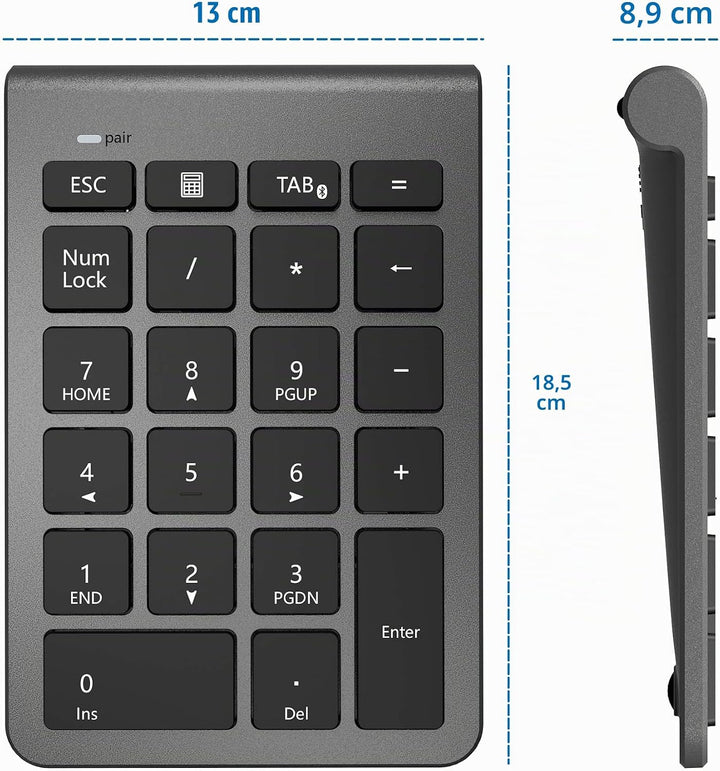 Cateck Ziffernblock Bluetooth, Nummernblock Numpad Bluetooth Ziffernblock mit 22 Tasten und Mehreren