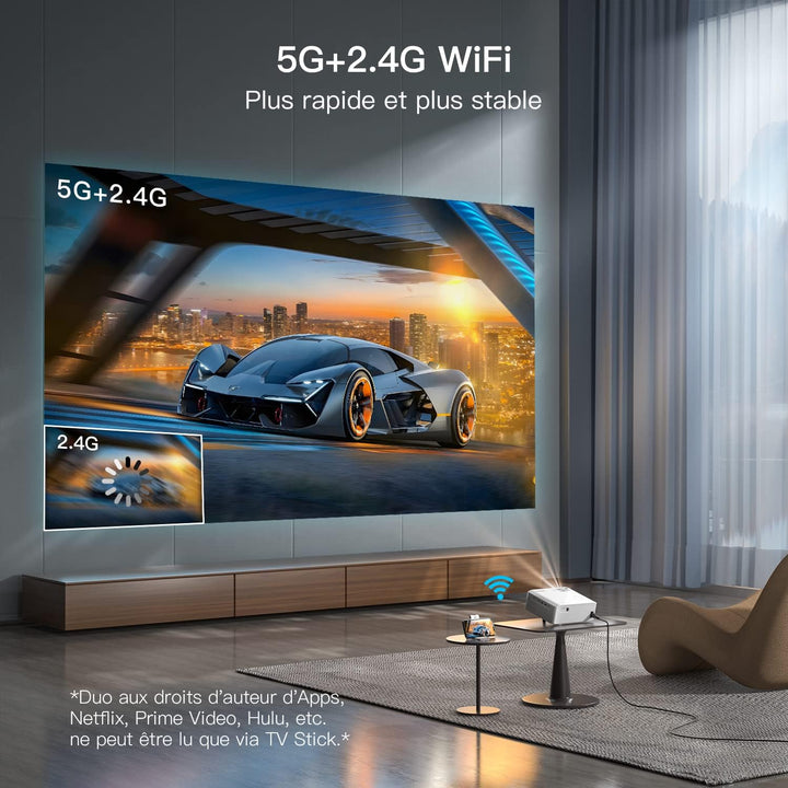 [Elektrische Keystone 6D/4P] Beamer 4K Heimkino 18000 Lumen, VISSPL Full HD 1080P WiFi Bluetooth Bea