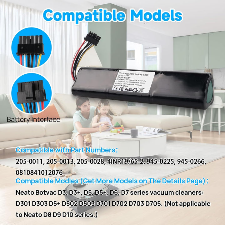 6500 mAh Akku Kompatibel mit Neato Botvac D3 D4 D5 D6 D7 D3+ D301 D303 D5+ D502 D503 D701 D702 D703