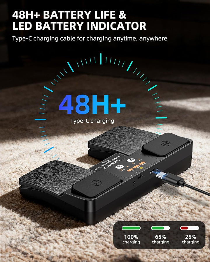 LEKATO Bluetooth Page Turner Pedal, mit Begleitspur Steuerung &amp; Batterieanzeige, kabelloser wiederau