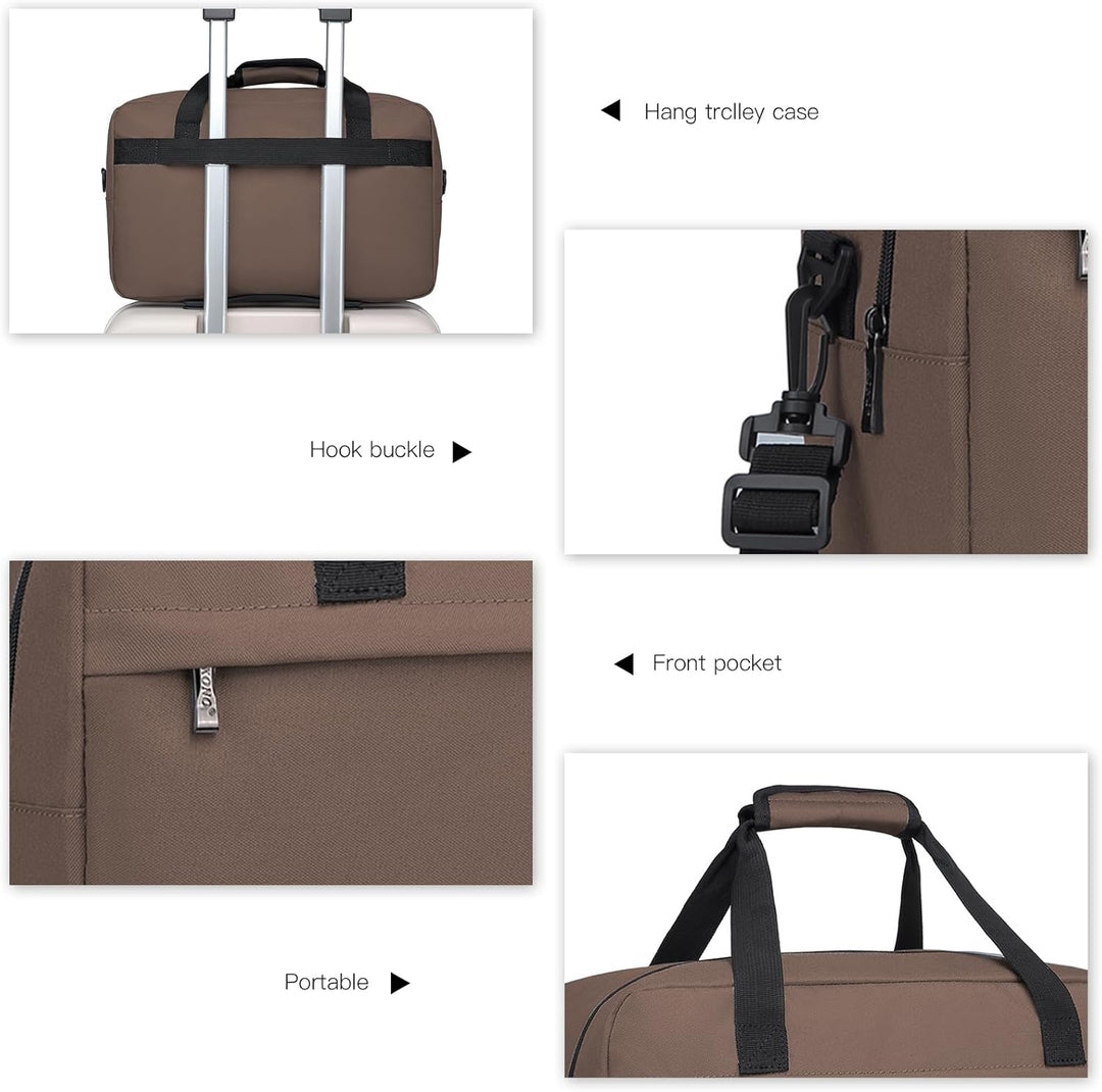 KONO Reisetasche Weekender Tasche 55x35x25 Handgepäck Unisex Gym Henkeltasche 48L (Braun) L(55x35x25