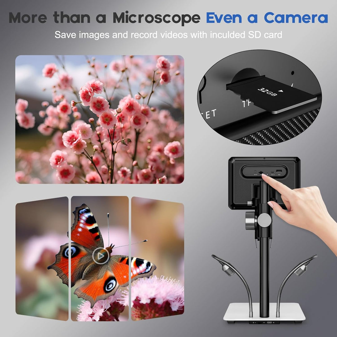 BEBANG 7" LCD Digitales Mikroskop 1200x für Erwachsene,3024P Münz Mikroskop Lupe,12MP Lötmikroskop m