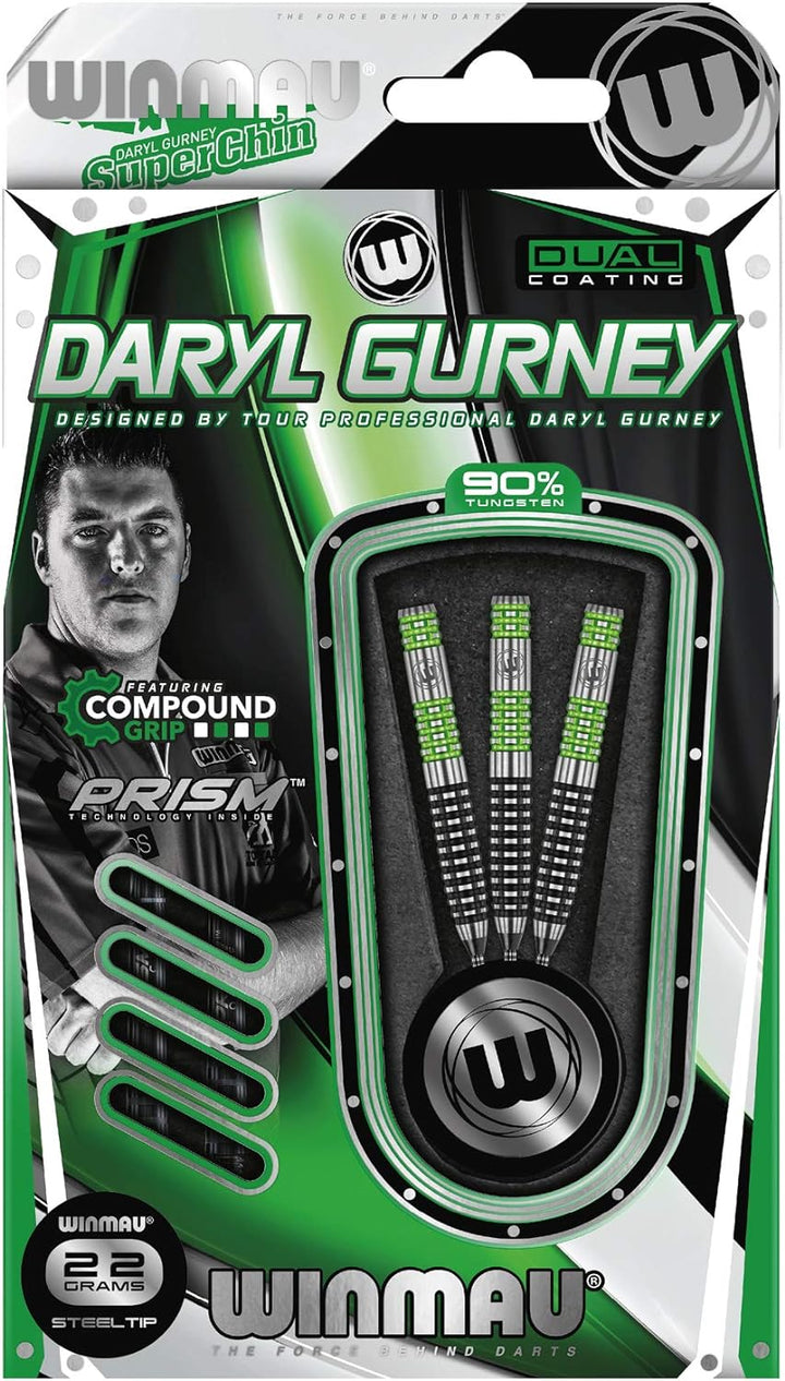 WINMAU Daryl Gurney 22g Sonderausgabe Profi Wolfram Steeltip Dartpfeile Set mit Flights und Schäfte