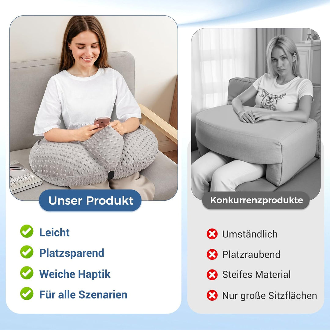 Lesekissen für Gaming, Armlehne Unterstützung Bücherkissen, U-förmiges Lap Kissen mit Seitentasche z