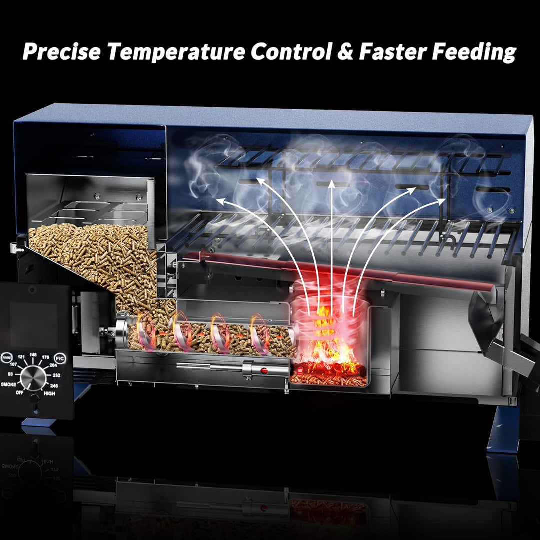 Onlyfire Pellet Smoker Grill, 8-in-1-Multifunktion Räucherofen, Pelletgrill inkl. Abdeckhaube, LED-B