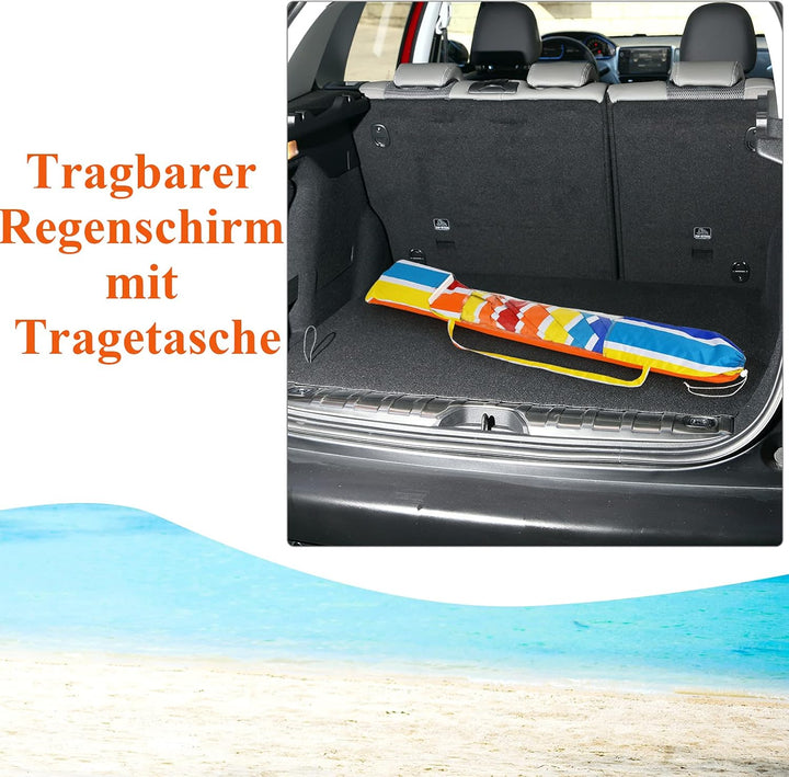 GOPLUS Strandschirm, Sonnenschirm um 30° knickbar, Gartenschirm UV 50+, Tischschirm mit Bodenhülse,
