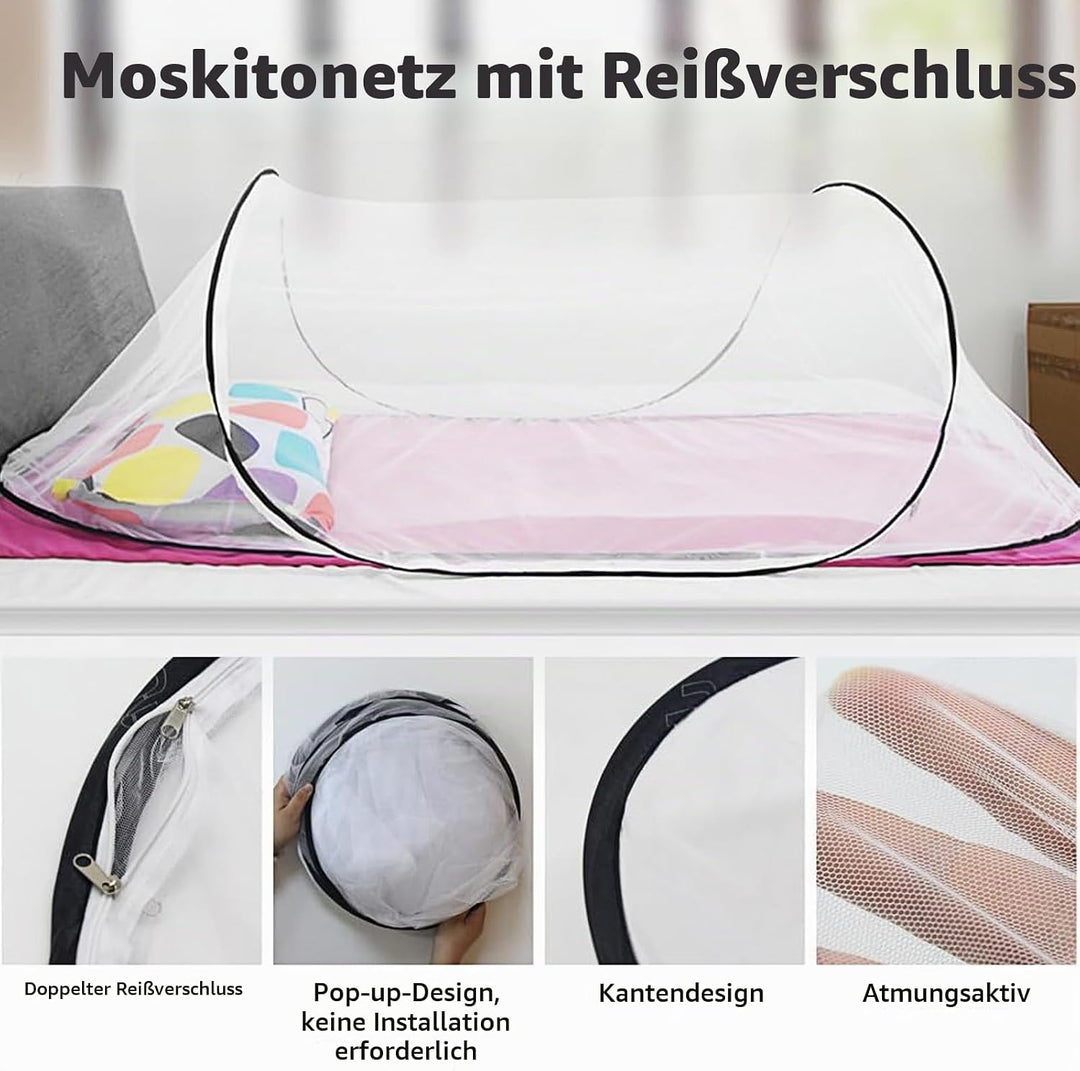 Pop-Up Moskitonetz Bett 200 x 80 x 56cm, Tragbares Faltbares Moskitonetz, Mückennetz Reise, Moskitoz