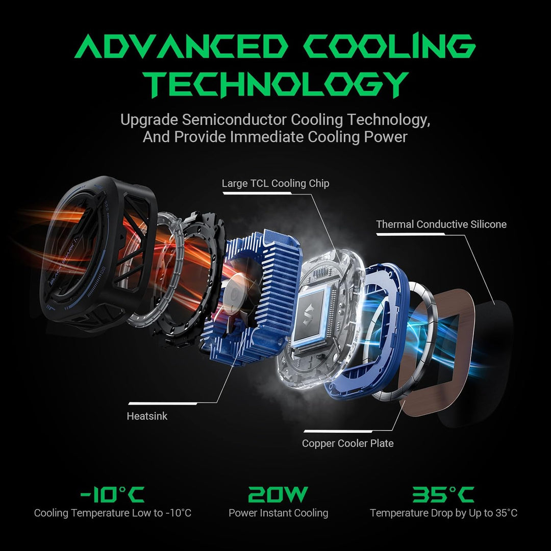 Black Shark Tragbarer magnetischer Handy Kühler für Gaming, geräuschloser Akku Schutz, 20 W Power-Tr