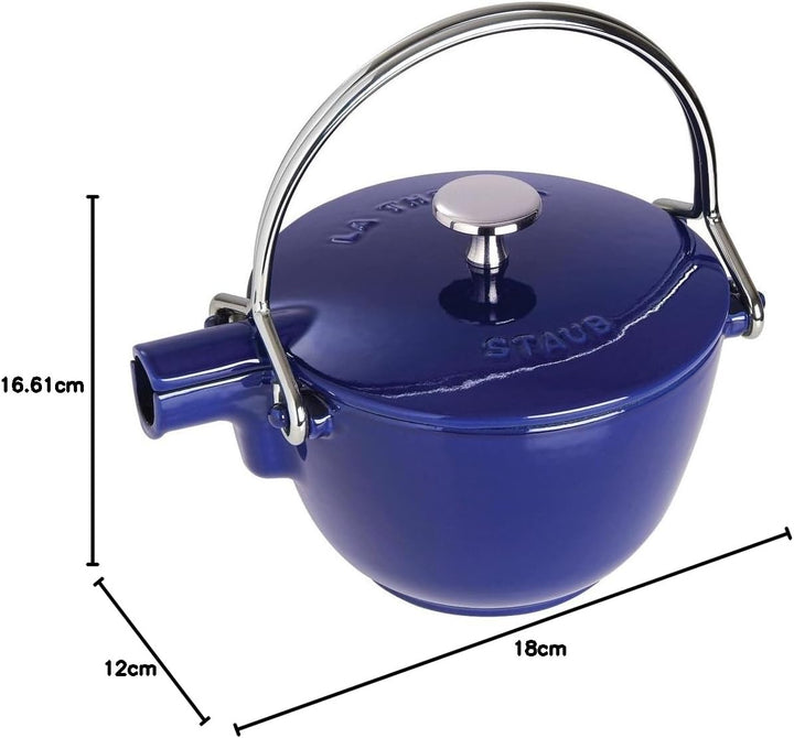 STAUB Teekanne/Wasserkessel, rund 16,5 cm, 1,15 L mit mattschwarzer Emaillierung Im Inneren des Kess