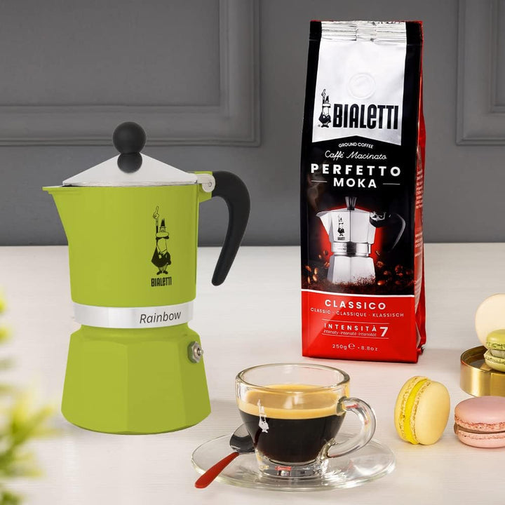 Bialetti 4972 Rainbow Caffettiera Colorata, Alluminio, Verde, 3 Tazze, Grün Grün 3 Tassen
