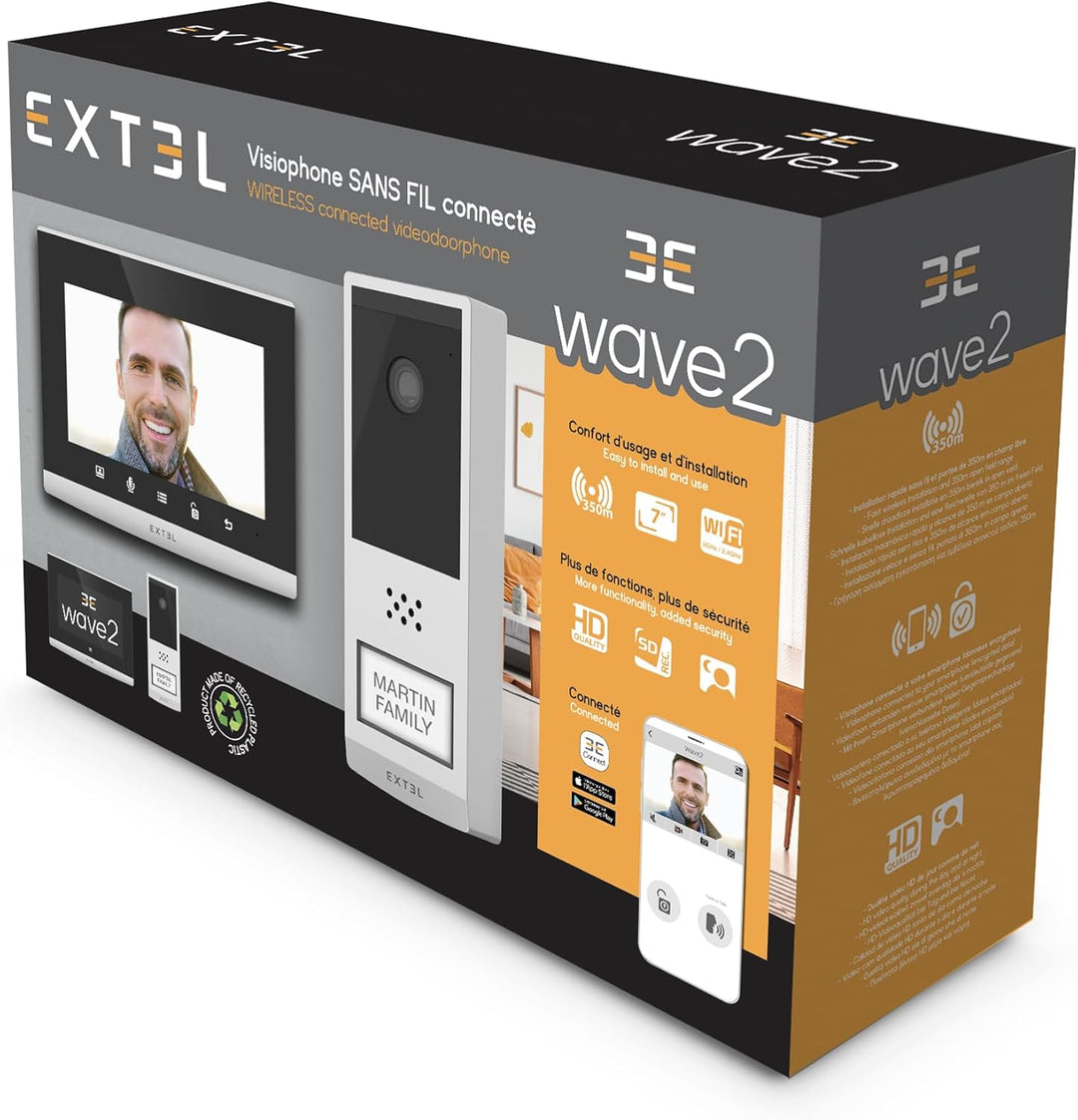 EXTEL 720321 Videotelefon – kabellos, lange Reichweite 350 m – Wave 2, Schwarz