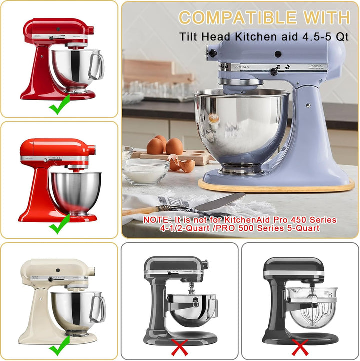 Bambus Gleitbrett für Kitchen Aid Artisan 4.5-5 Quart Tilt, Verschiebbare Unterlage für Kitchen Aid