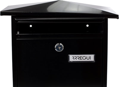 Arregui Home E5714 Individueller Briefkasten aus Stahl, Grösse M (DIN A4), Schwarz, Schwarz