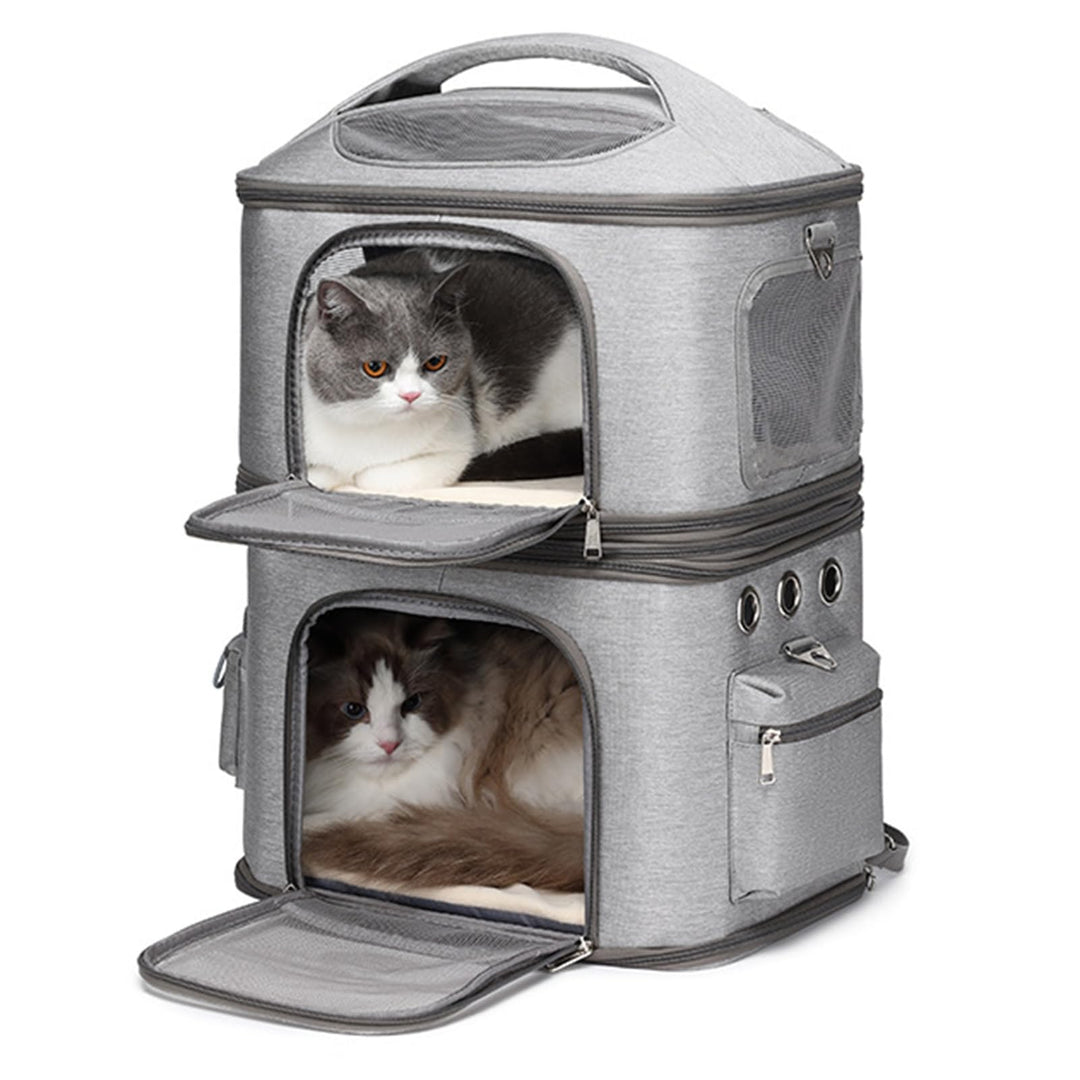 Katzentrage, Doppelter Katzenrucksack für 2 Katzen, Katzen-Reisetrage mit Hervorragender Belüftung f