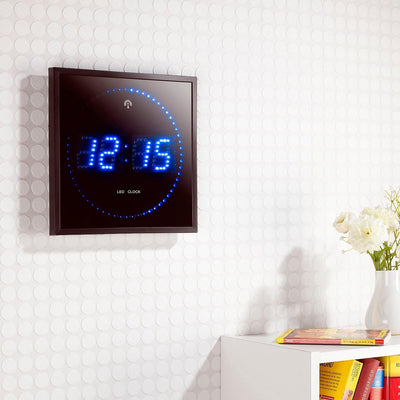 Lunartec LED Uhr: LED-Funk-Wanduhr mit Sekunden-Lauflicht durch Blaue LEDs (Funk-Wanduhr Digital bel