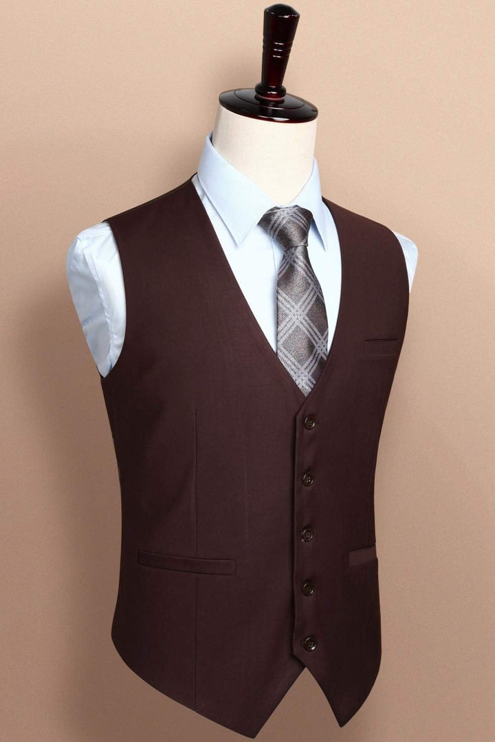 HISDERN Herren Formale Hochzeit Party Weste Baumwolle Einfarbig Weste XL Braun, XL Braun