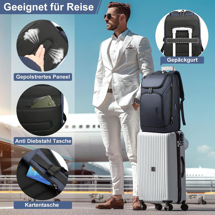 Rucksack Herren Gross 30L Laptop Rucksack 17,3 zoll Business Rucksack Wasserdicht Reiserucksack mit