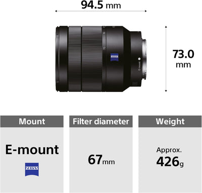 Sony SEL-2470Z Zeiss Zoom-Objektiv (24-70 mm, F4.0, Vollformat, geeignet für A7, ZV-E10, A6000- und