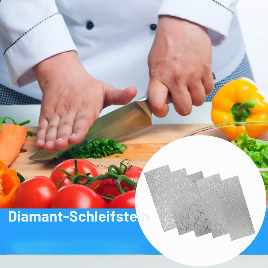 5pcs Diamant Schleifstein Diamant Schärfsteine Set Messerschärfer Stein mit Winkel Wabenoberfläche D