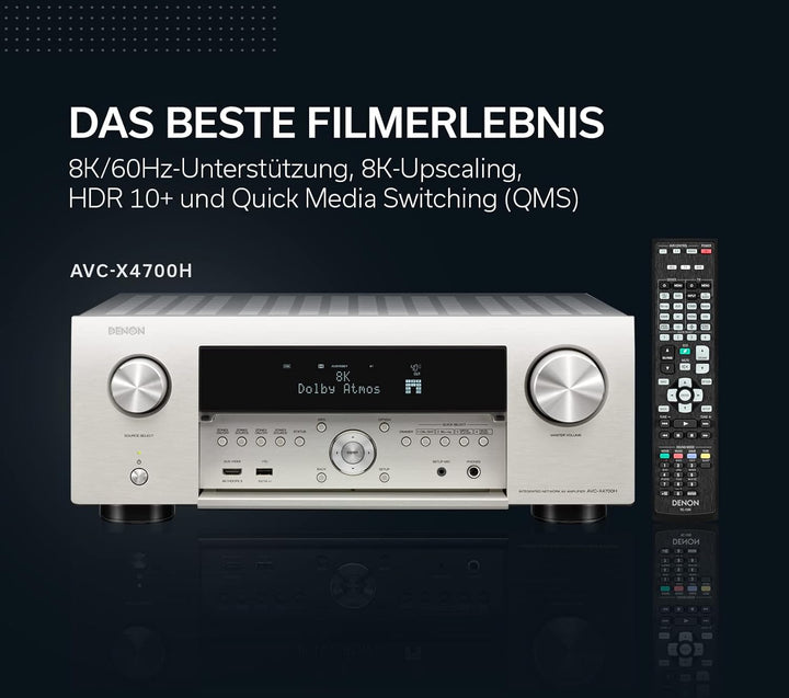 Denon AVC-X4700H 9.2-Kanal AV-Verstärker, Hifi Verstärker, Alexa kompatibel, 8 HDMI Eingänge und 3 A