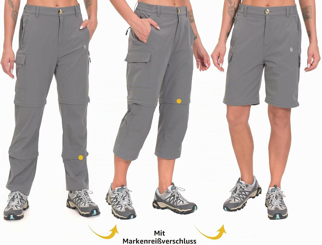 Little Donkey Andy Wanderhose Damen Zip Off Stretch Cabrio Softshellhose Schnell Trocknende mit Reis