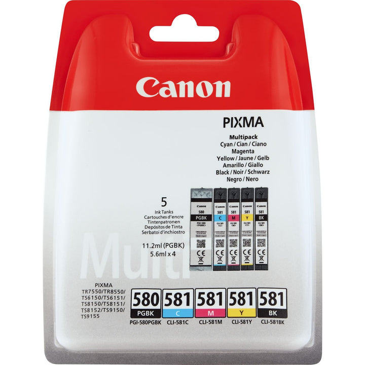 Canon PGI-580BK / CLI-581 BK/C/M/Y Druckertinte - Pigment- und Farbstofftinte Multipack Druckertinte