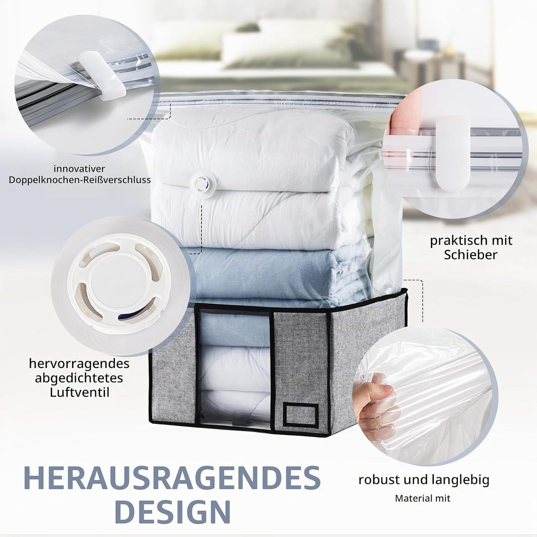 TAILI Vakuumbeutel für Kleidung mit Aufbewahrungsbox 2 in 1 Design 40 x 42 x 25 CM Vakuumbeutel für