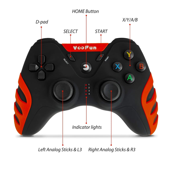 VooFun Controller PC, Wireless PS3 Controller Gamepad PC mit Dual-Vibration, Gaming Controller für P