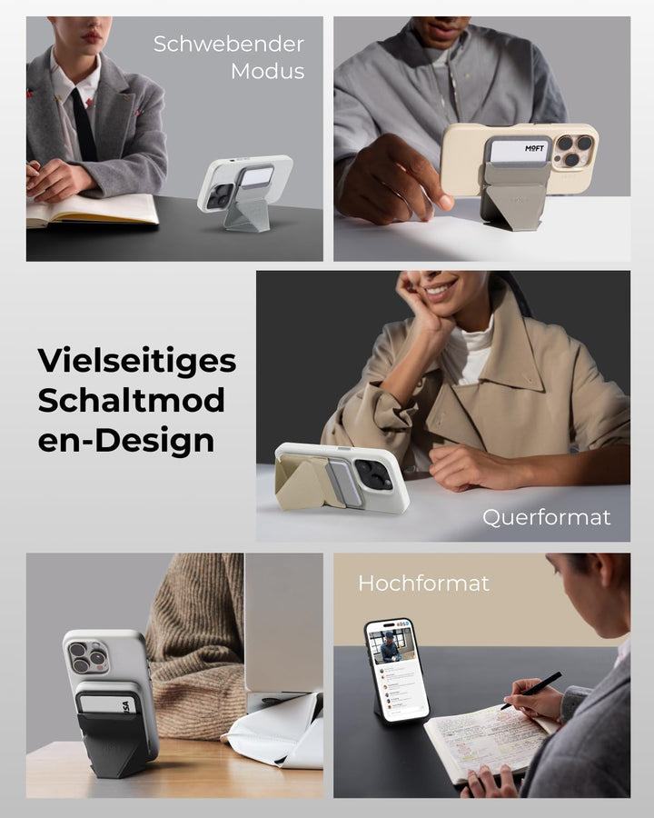 MOFT Magnetische Wallet Ständer für iPhone 15/14/13/12 Serie Kompatibel mit MagSafe, MOVAS Vegan Led