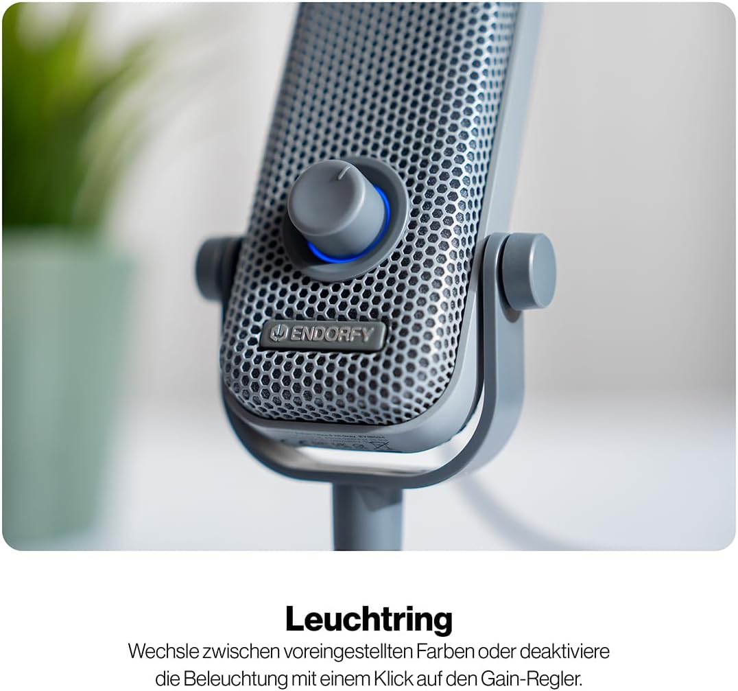 ENDORFY Solum Voice S Alt Gray, Gaming PC mikrofon, Podcast, Streaming, RGB-Beleuchtung, USB Plug &