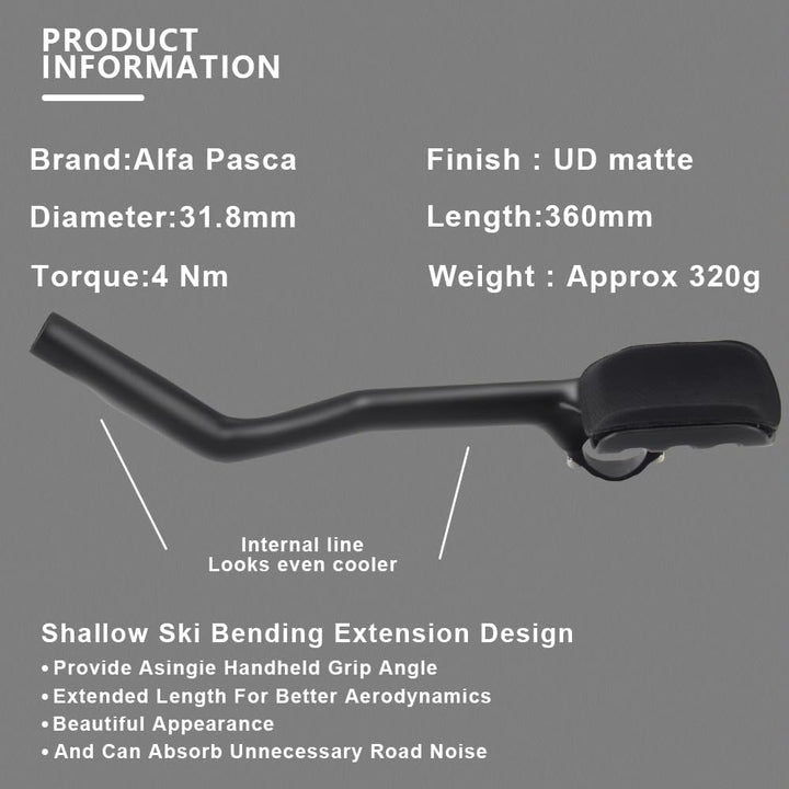 Alfa Pasca rennrad lenkeraufsatz triathlon 360mm aero triathlon lenker carbon 40° TT Bar Extender 40