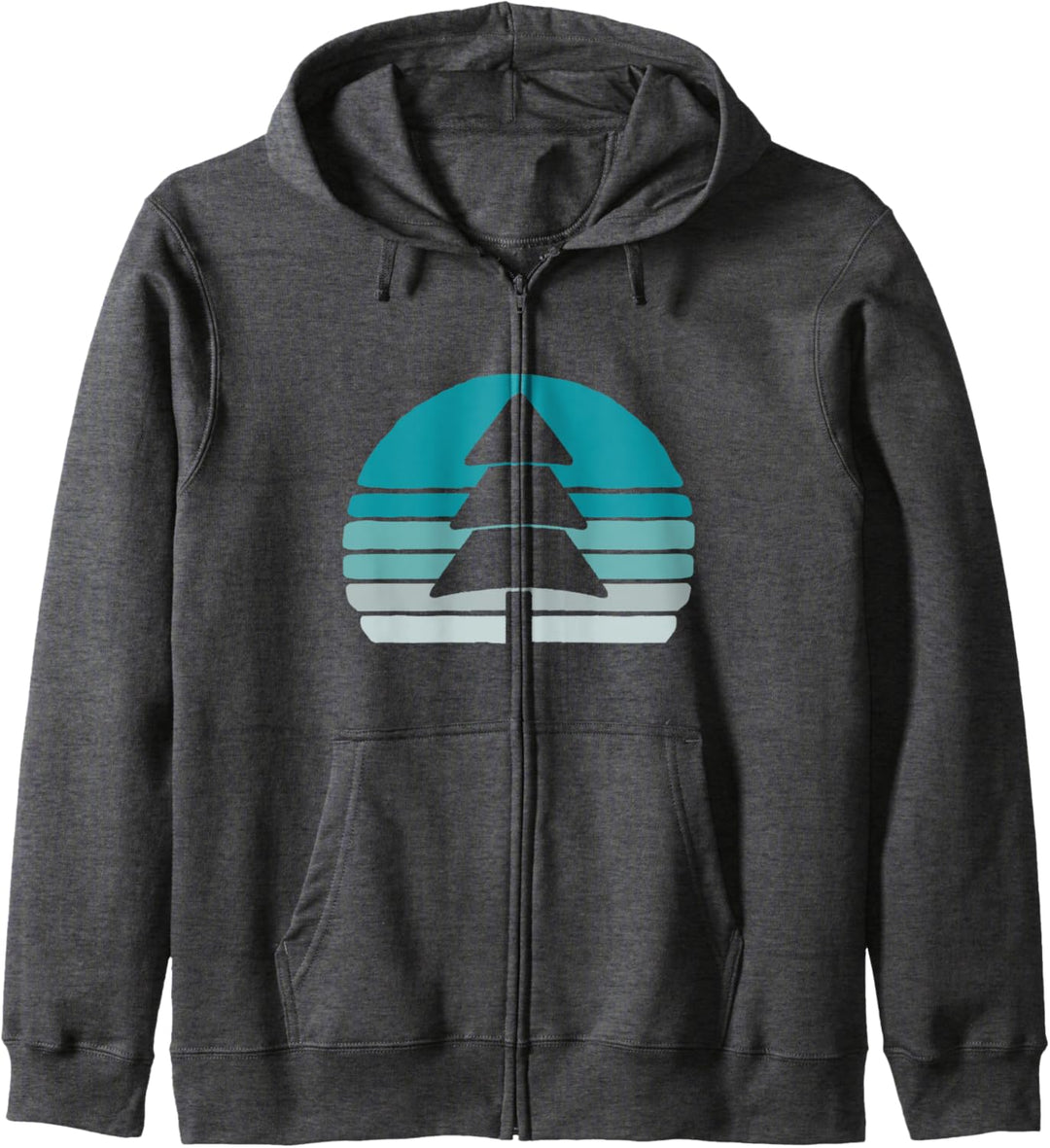 Minimalist Pine Tree & Retro Blue Sunset 80s Outdoor Graphic Kapuzenjacke