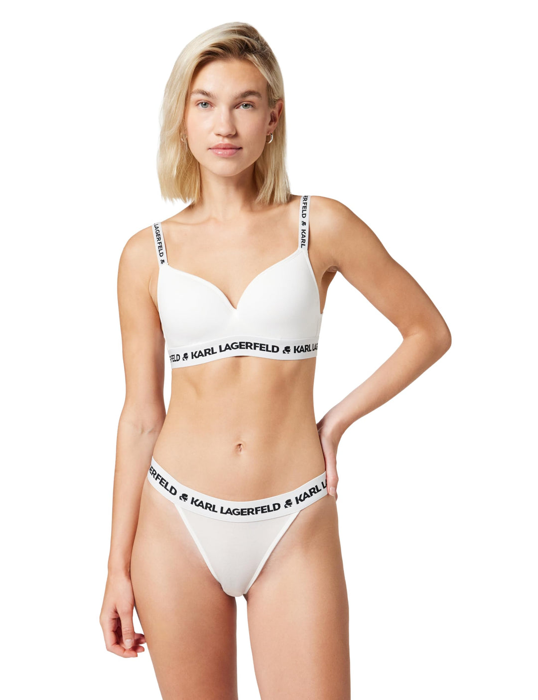 KARL LAGERFELD Damen Logo Padded Bra M 100 Weiss, M 100 Weiss