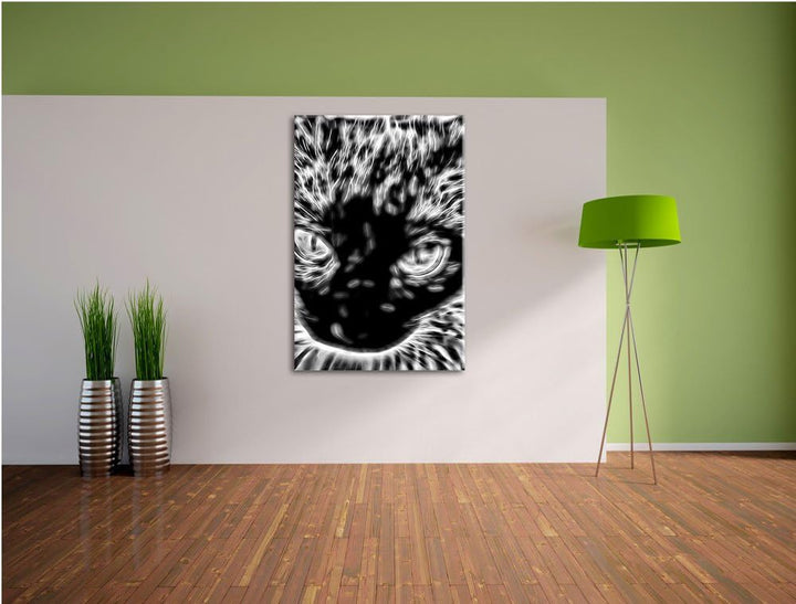 Pixxprint Siamkatze mit Augen als Leinwandbild/Grösse: 100x70 / Wandbild/Kunstdruck/fertig bespannt,