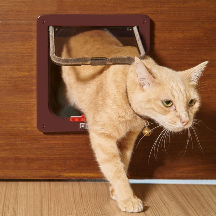 Katzenklappe Hundeklappe 23.5*25*5.5cm 4 Wege Magnet-Verschluss für Katzen und kleine Hunde - Hundet