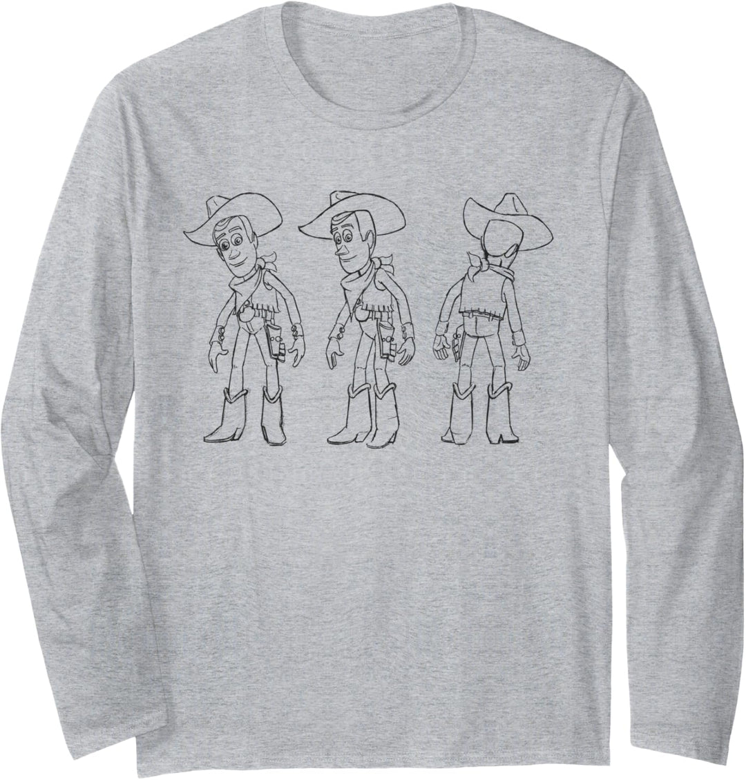 Disney Pixar Toy Story Woody Turnaround Sketch Langarmshirt