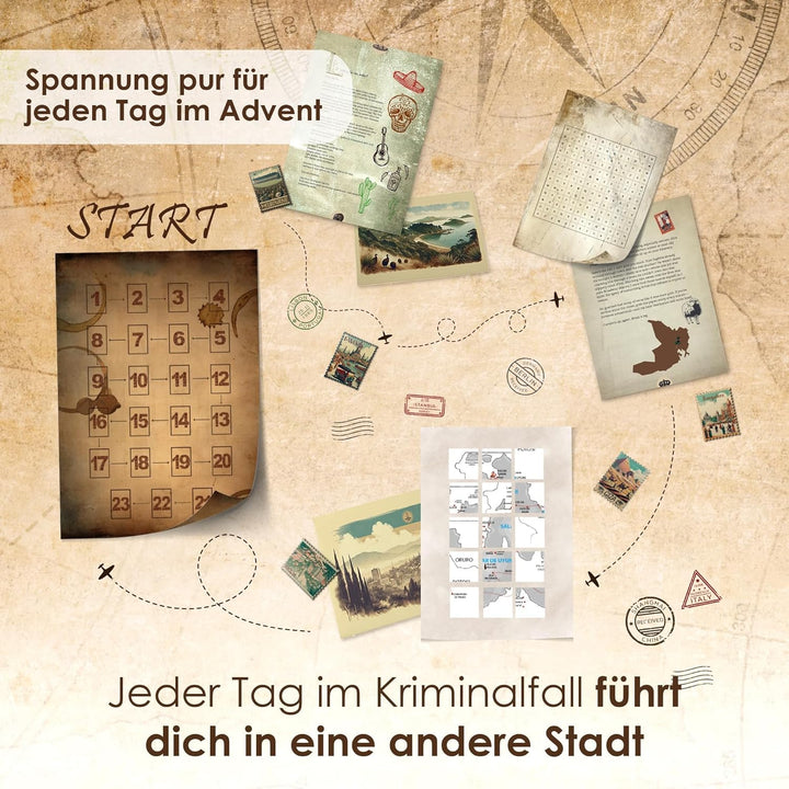 Rätsel Adventskalender 2024 - Detektiv Spiel Adventskalender - 24 Spannende Rätsel - Krimi Adventska