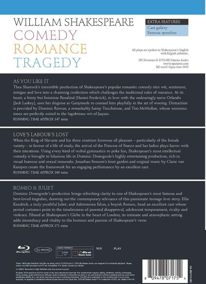 Shakespeare: Comedy, Romance, Tragedy, Blu-ray