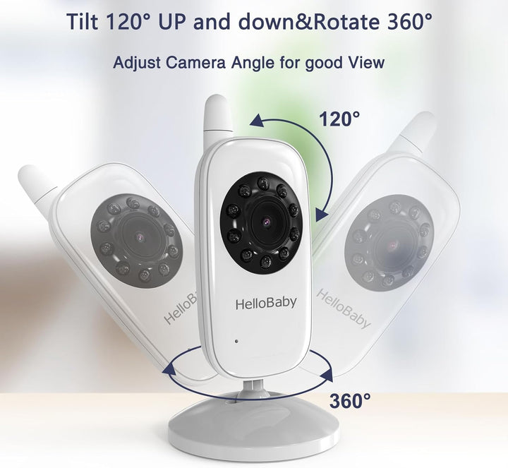 HelloBaby HB2438 Baby Monitor with Camera, Video Baby Monitor Without WiFi, 3.2 Inch Screen, Wired C