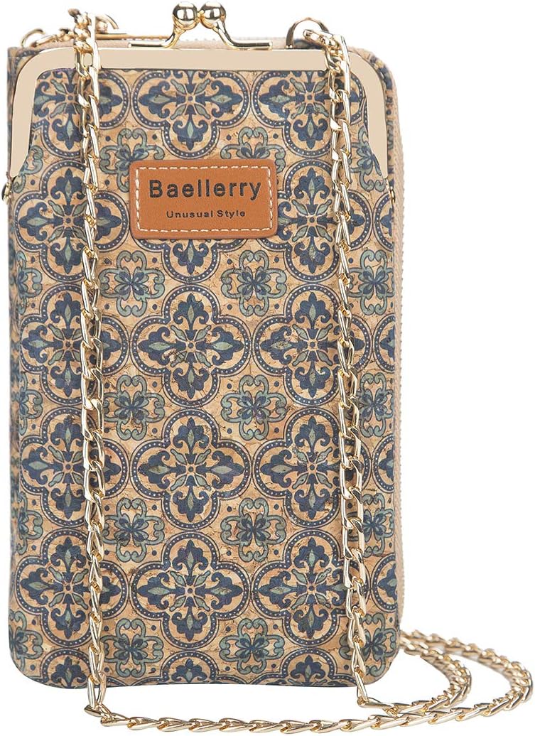 Kork Handy Umhängetasche Damen, Kleine Schultertasche Handytasche zum Umhängen mit Kartenfächer Cros