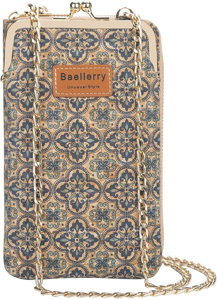 Kork Handy Umhängetasche Damen, Kleine Schultertasche Handytasche zum Umhängen mit Kartenfächer Cros