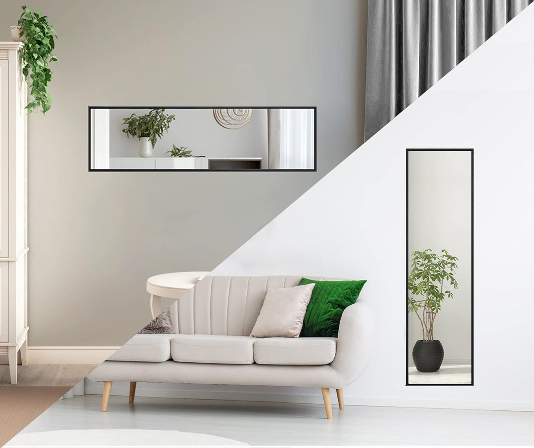 BD-Baode Wandspiegel Schwarz 40 x 140cm Rechteckiger Metallrahmen Spiegel Wandspiegel für Garderobe